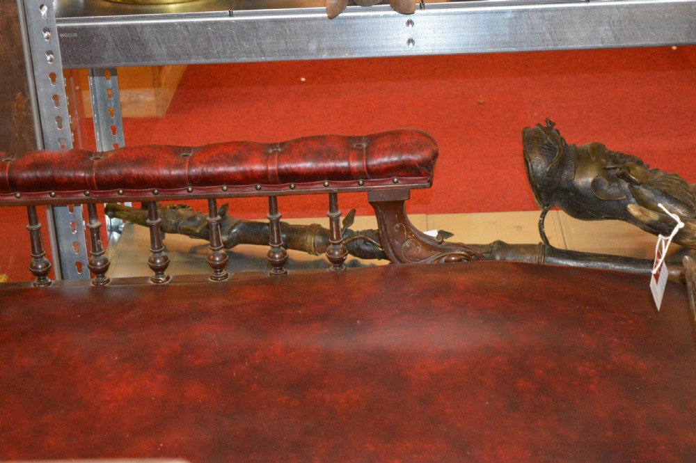 19th Century Leather Chaise Lounge, c 1840 View VI