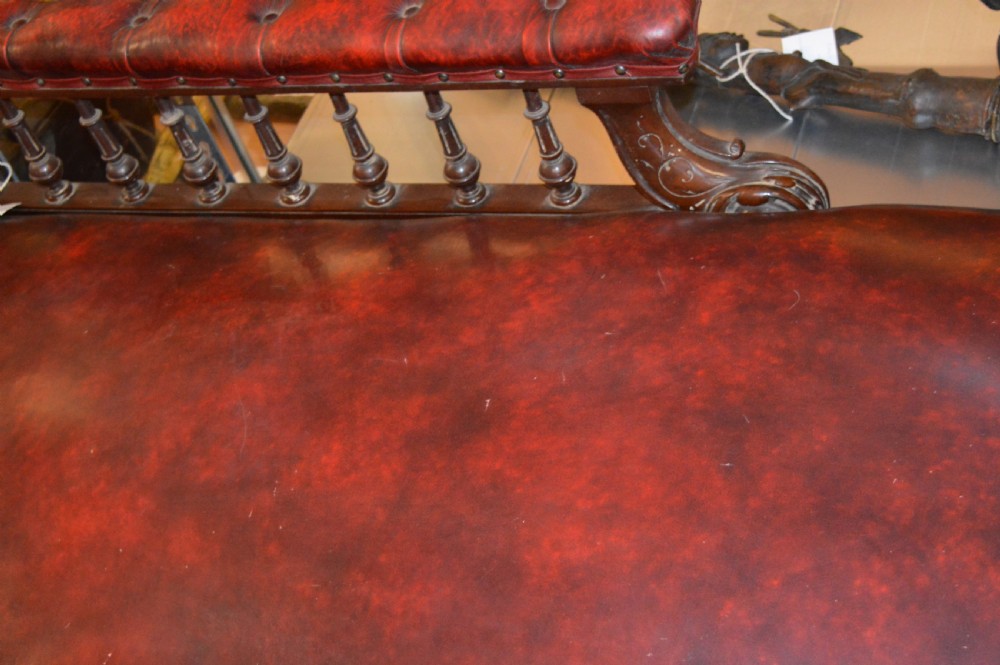 19th Century Leather Chaise Lounge, c 1840 View VIII