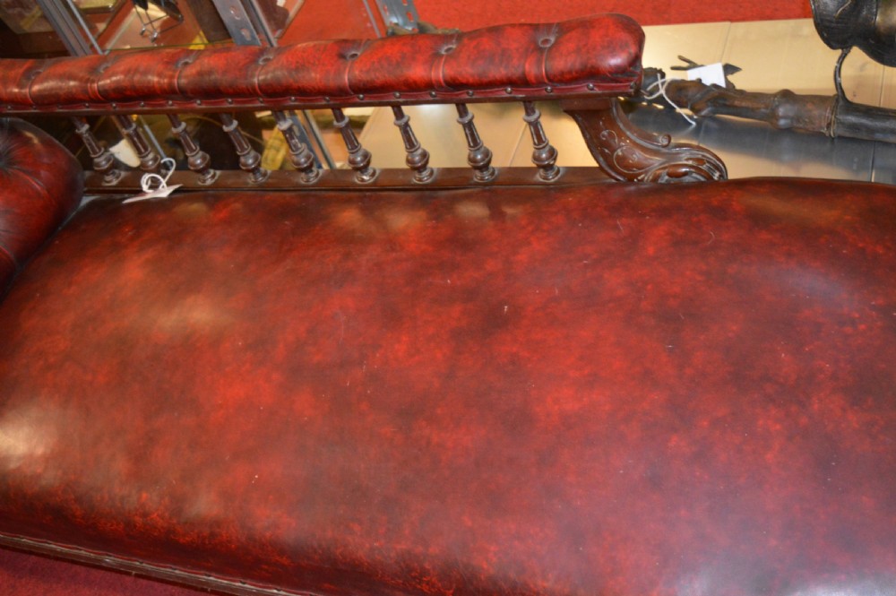 19th Century Leather Chaise Lounge, c 1840 View IX