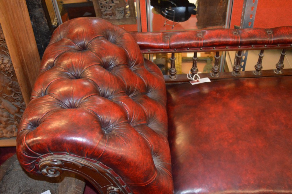 19th Century Leather Chaise Lounge, c 1840 View X
