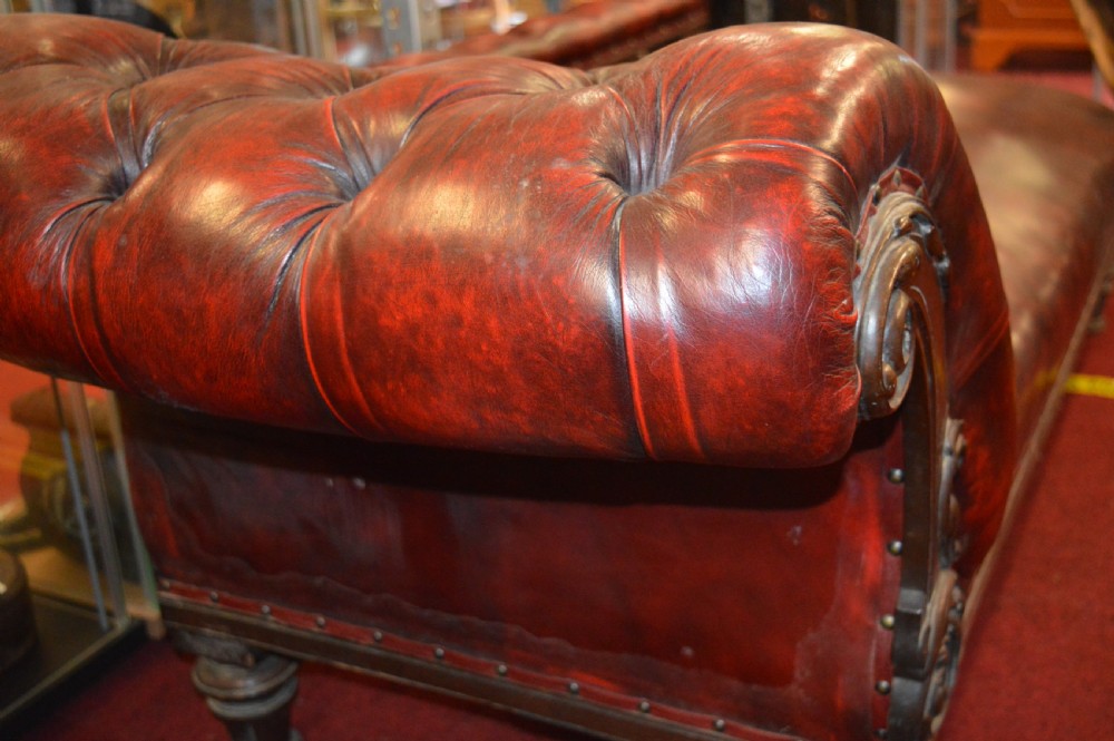 19th Century Leather Chaise Lounge, c 1840 View XIII