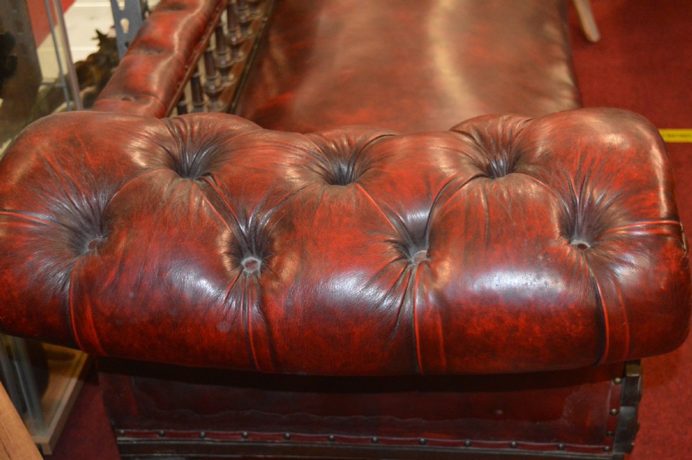 19th Century Leather Chaise Lounge, c 1840 View XIV