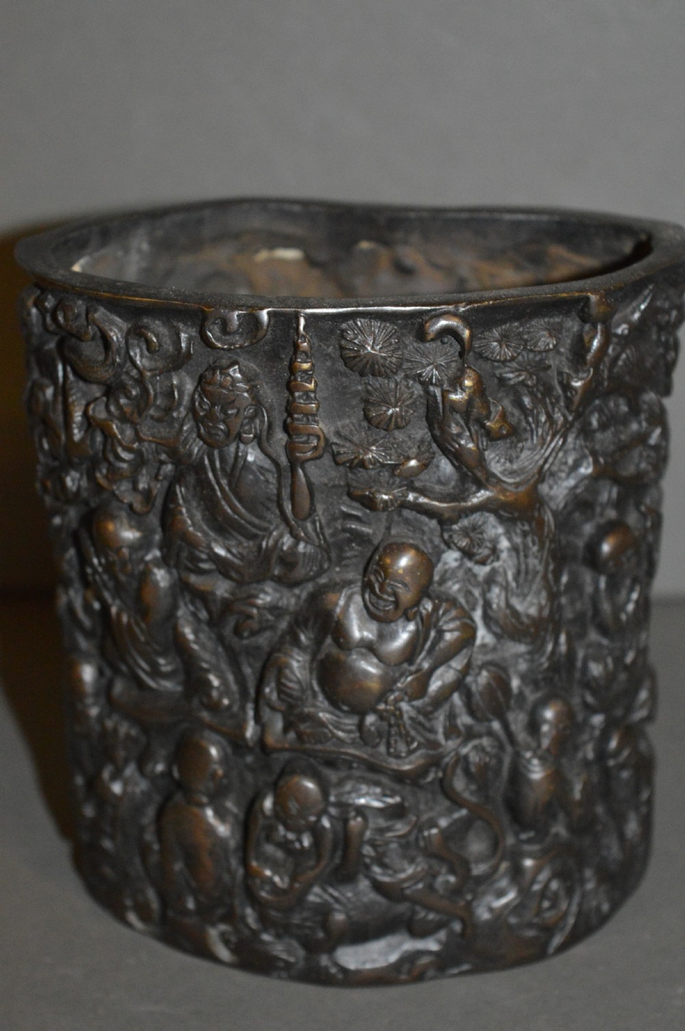 19th Century Chinese Bronze Brush Pot, c 1850