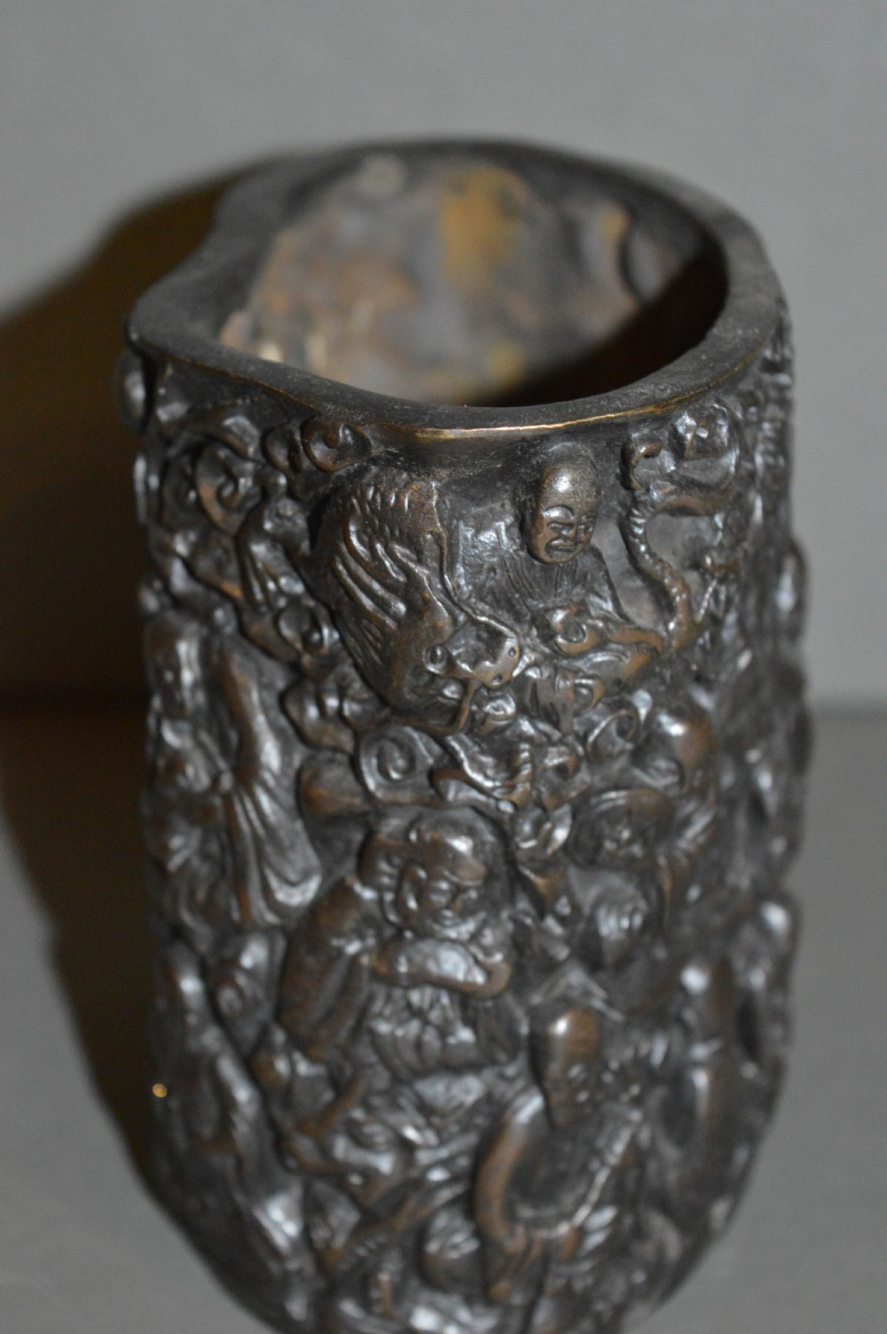 19th Century Chinese Bronze Brush Pot, c 1850 View III