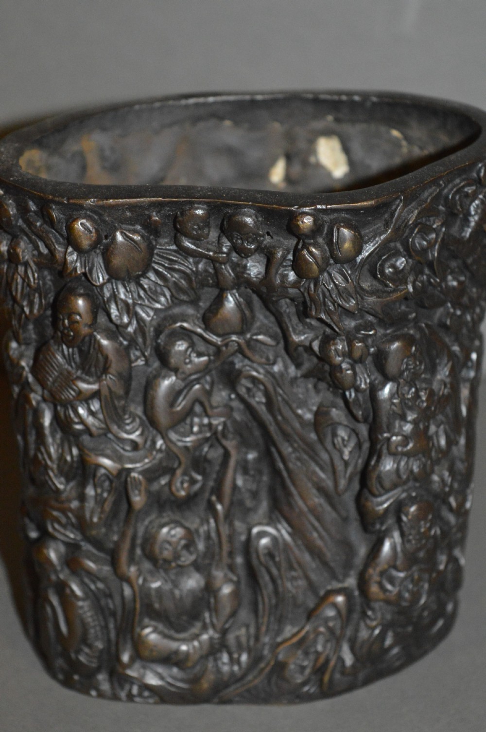 19th Century Chinese Bronze Brush Pot, c 1850 View IV