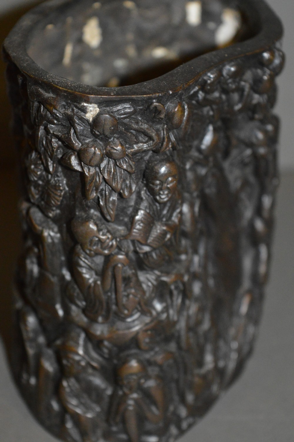 19th Century Chinese Bronze Brush Pot, c 1850 View V