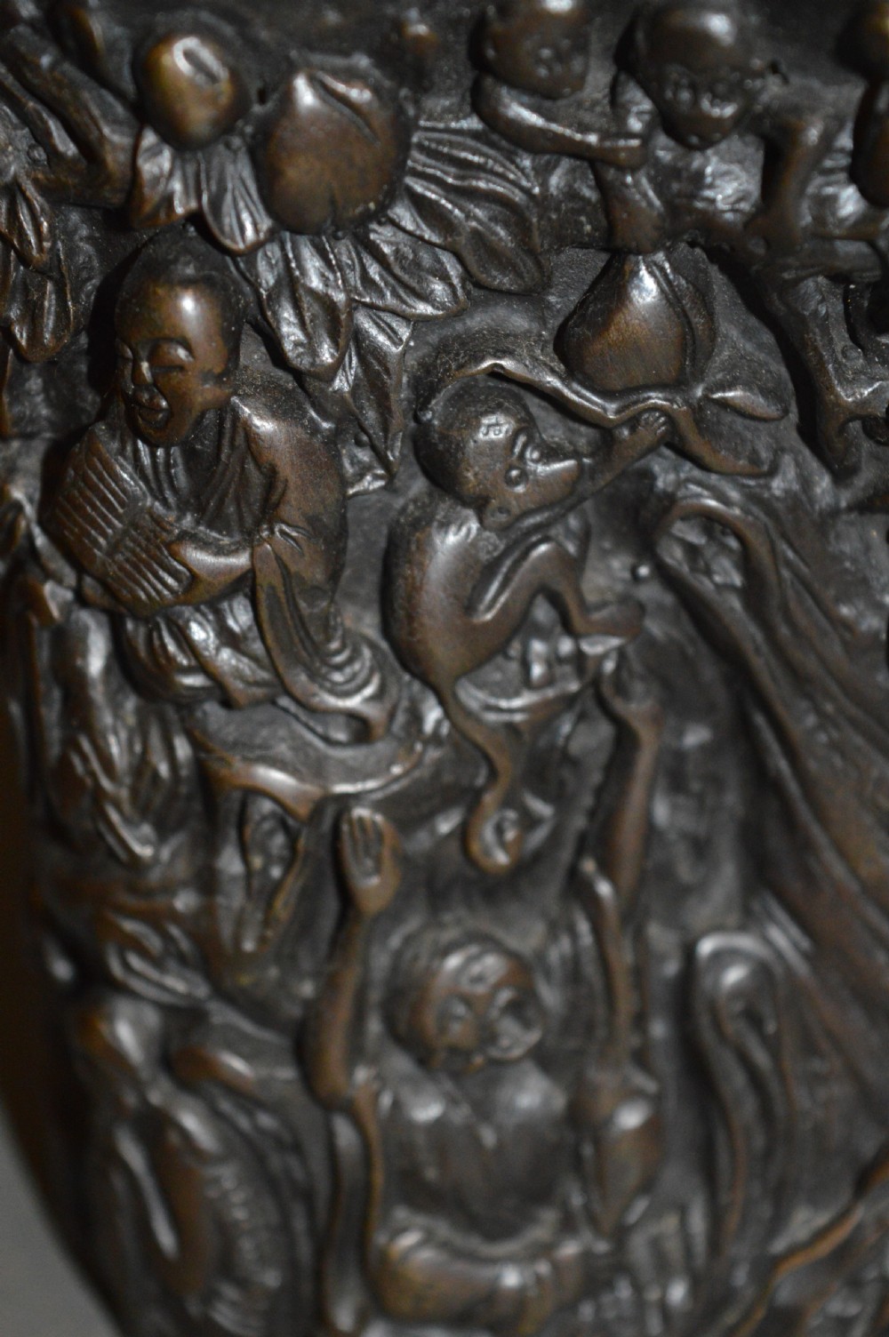 19th Century Chinese Bronze Brush Pot, c 1850 View VI