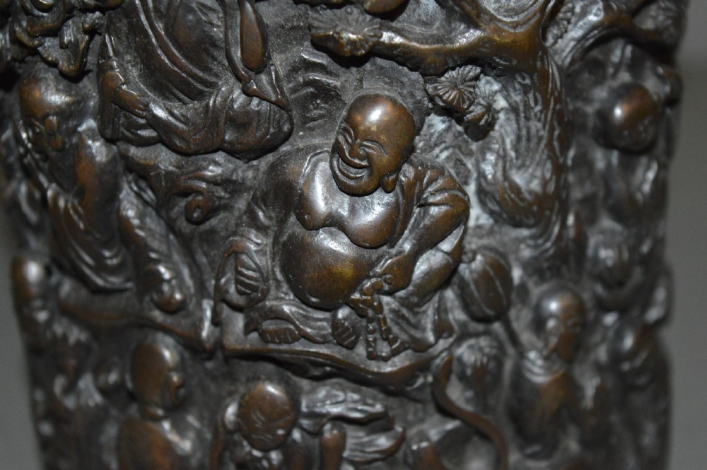 19th Century Chinese Bronze Brush Pot, c 1850 View VIII