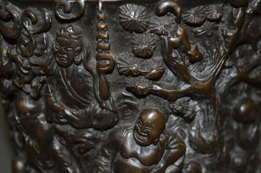 19th Century Chinese Bronze Brush Pot, c 1850 View IX