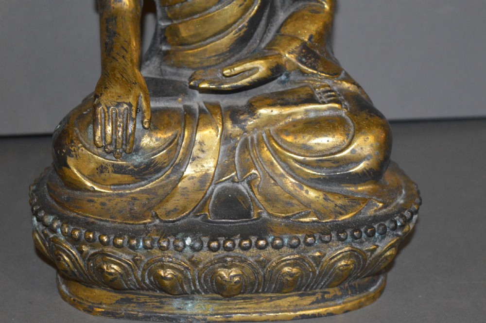 Large 19th Century Gilt Bronze Buddha ,Sino-Tibetan Statue, c1890 View II