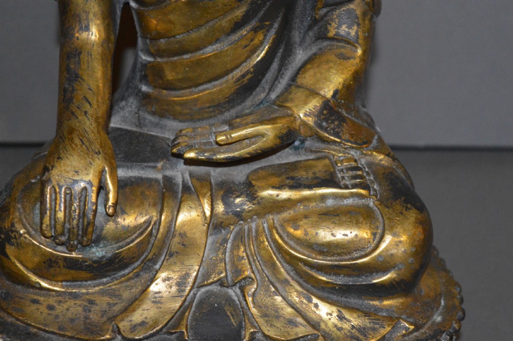 Large 19th Century Gilt Bronze Buddha ,Sino-Tibetan Statue, c1890 View IV