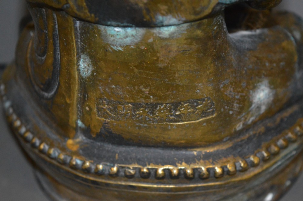 Large 19th Century Gilt Bronze Buddha ,Sino-Tibetan Statue, c1890 View VII