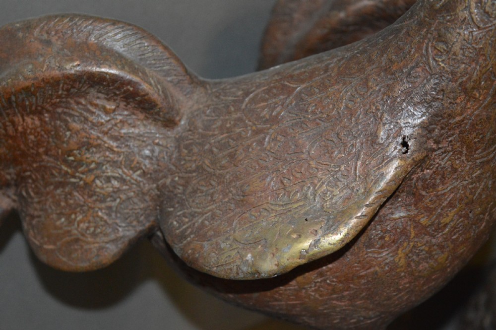 Pair Large African Benin Bronze Cockerels, c 1940 View VIII