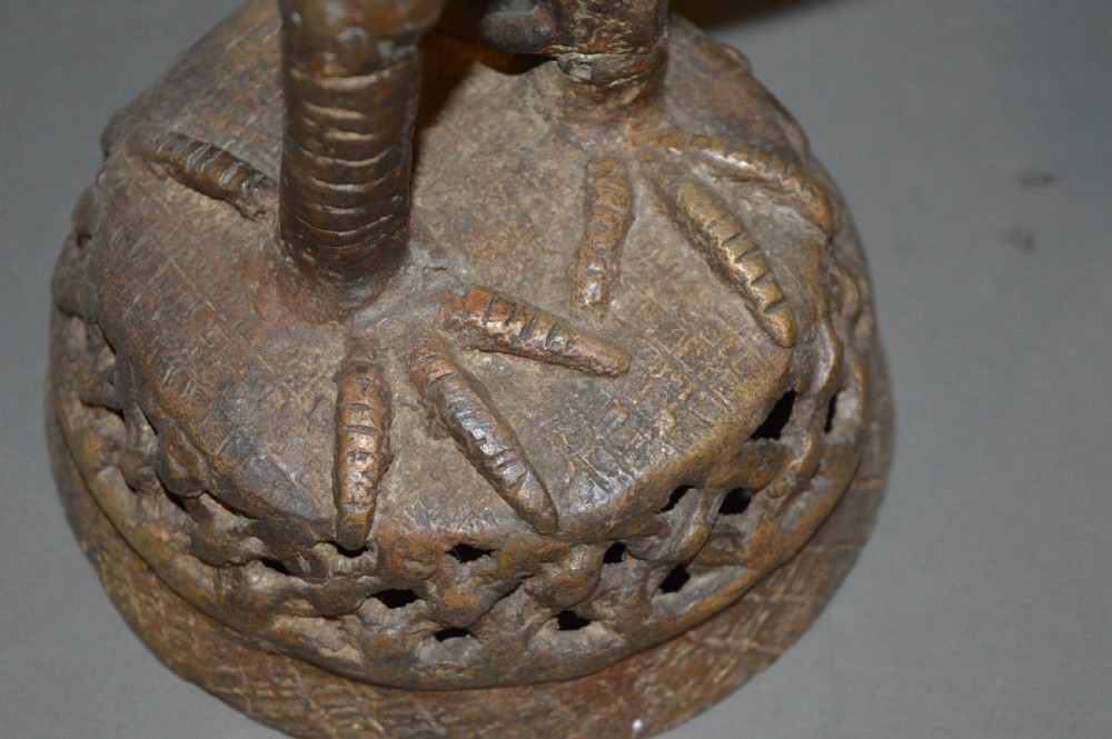 Pair Large African Benin Bronze Cockerels, c 1940 View IX