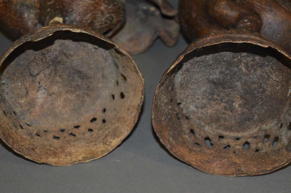 Pair Large African Benin Bronze Cockerels, c 1940 View XII
