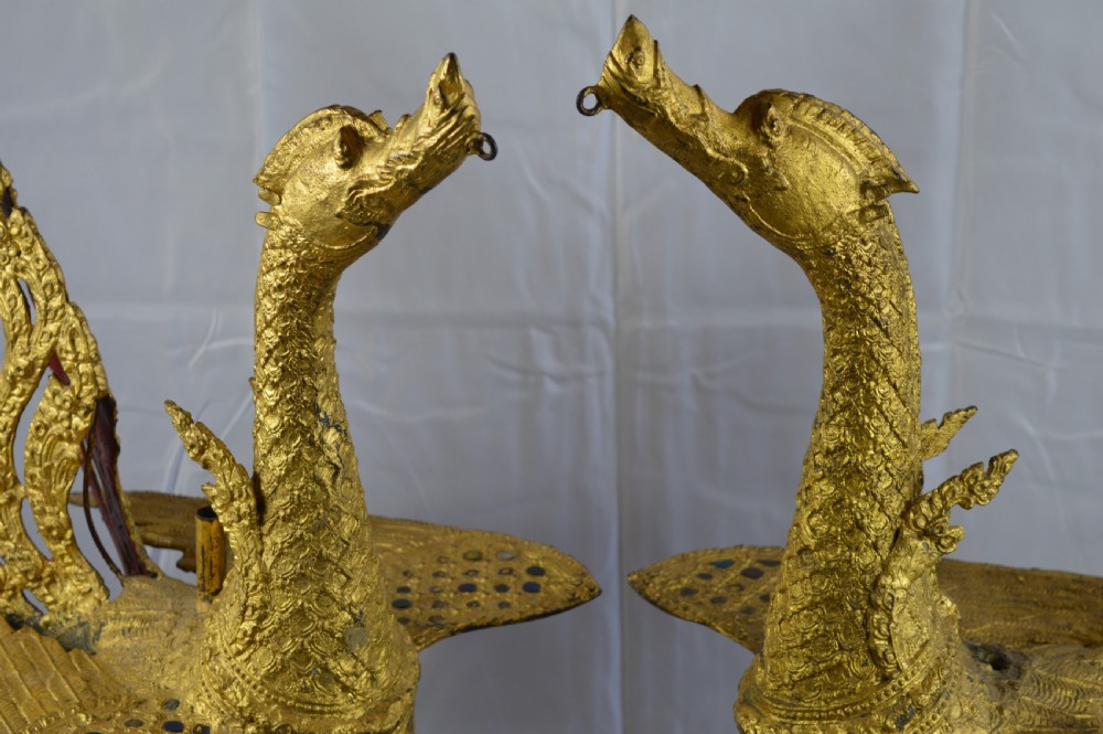 Pair  Huge Thai Bronze Hongsa Birds, c1890 View II