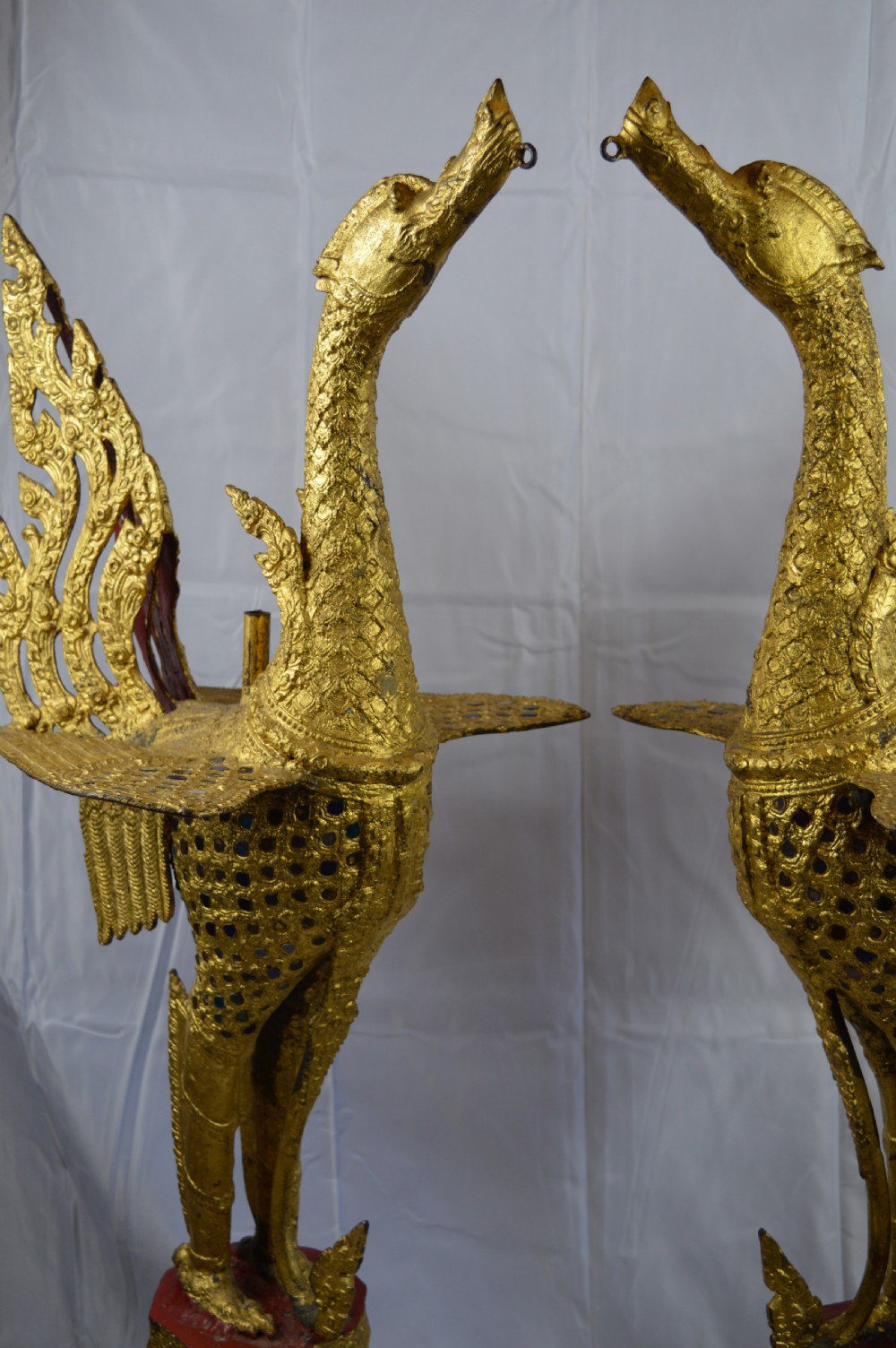 Pair  Huge Thai Bronze Hongsa Birds, c1890 View IV