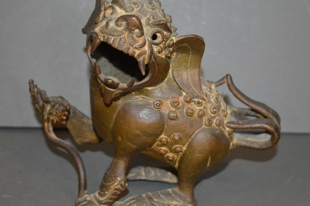 Large Chinese Bronze Figural Temple Lion Censer, c1880
