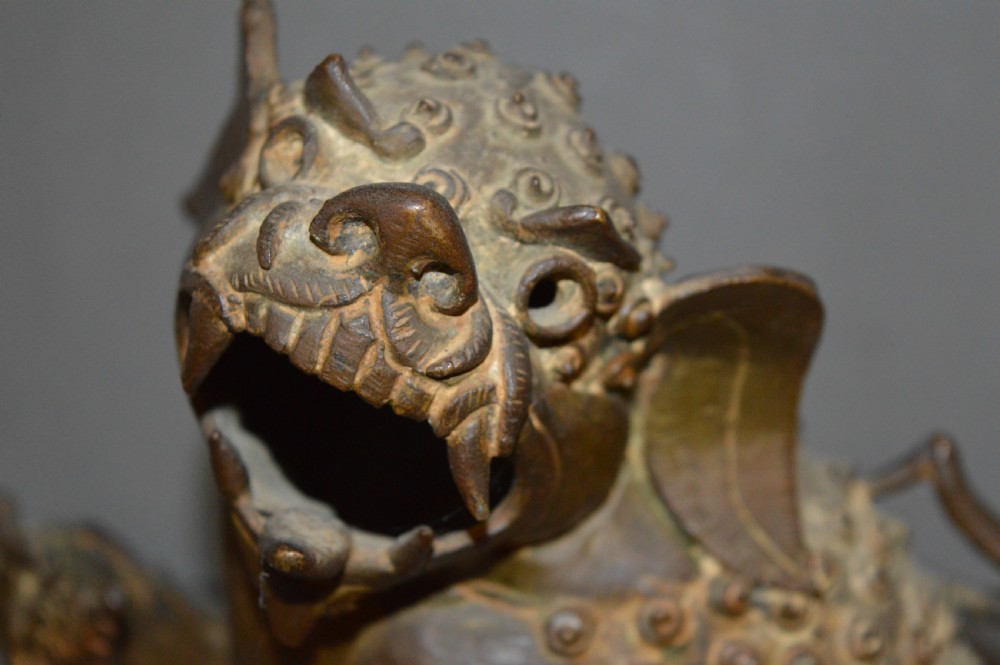 Large Chinese Bronze Figural Temple Lion Censer, c1880 View II