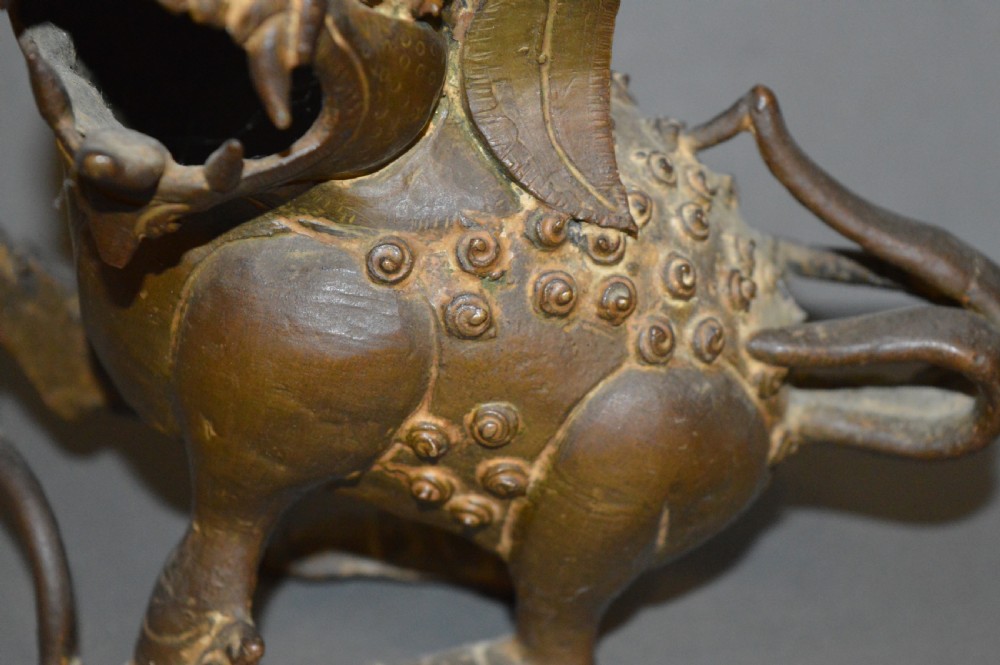 Large Chinese Bronze Figural Temple Lion Censer, c1880 View III