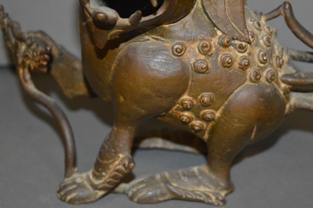 Large Chinese Bronze Figural Temple Lion Censer, c1880 View IV
