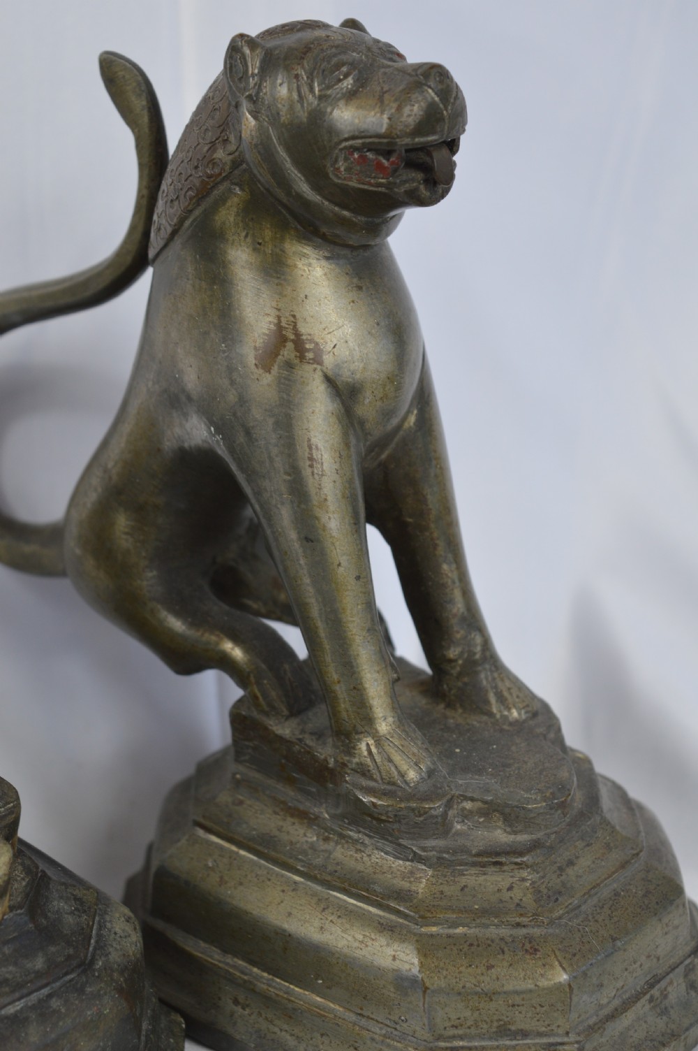 Pair Large Bronze Indo Persian Lions, c1820 View III