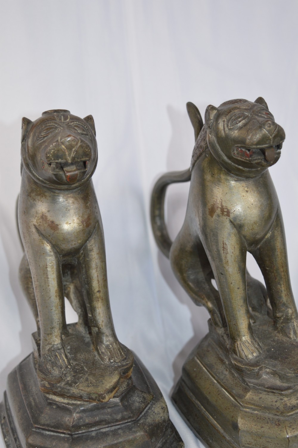 Pair Large Bronze Indo Persian Lions, c1820 View VIII