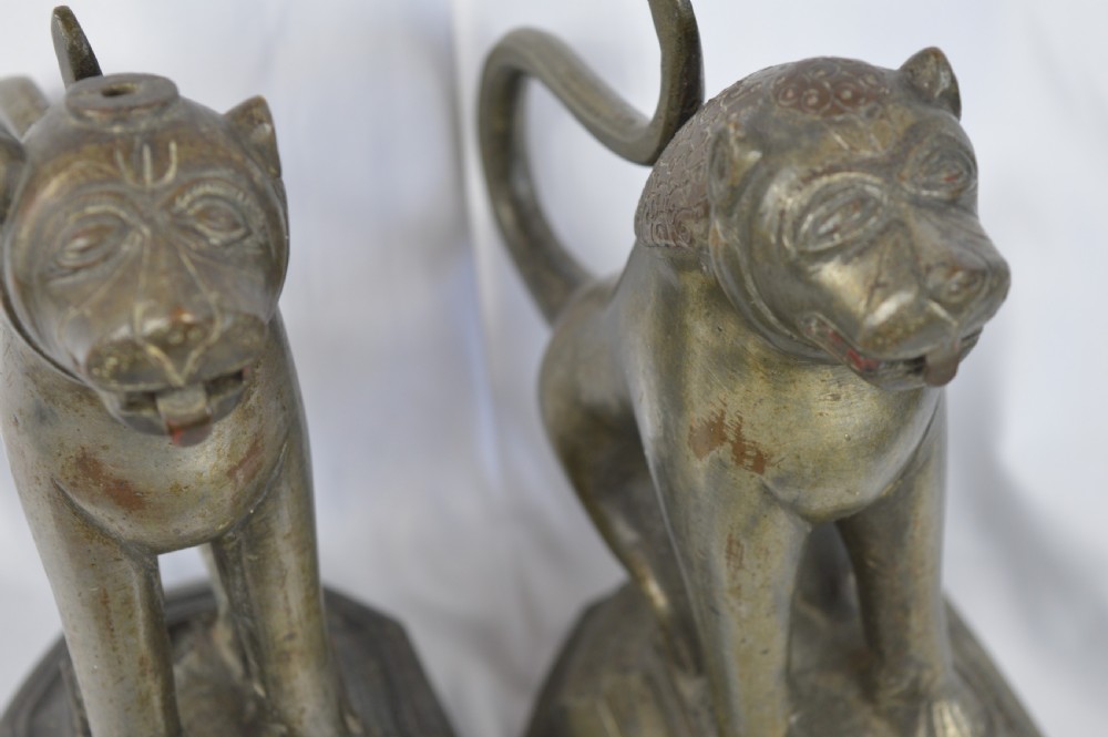 Pair Large Bronze Indo Persian Lions, c1820 View IX
