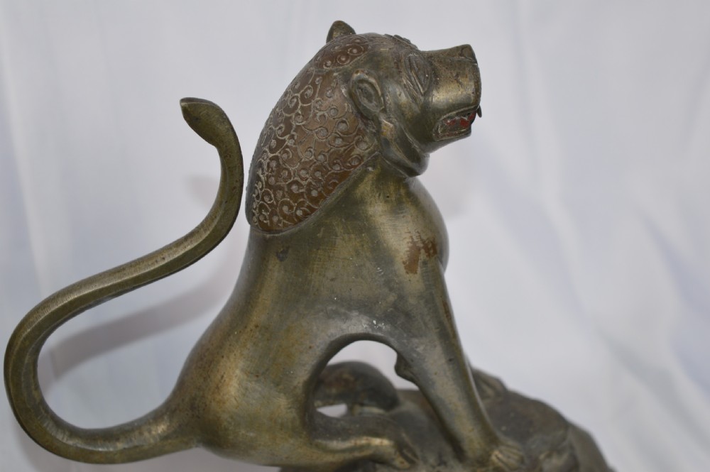 Pair Large Bronze Indo Persian Lions, c1820 View X