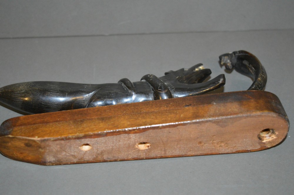 Indian Horn Statue Mongoose Fighting Cobra ,c1890 View IV