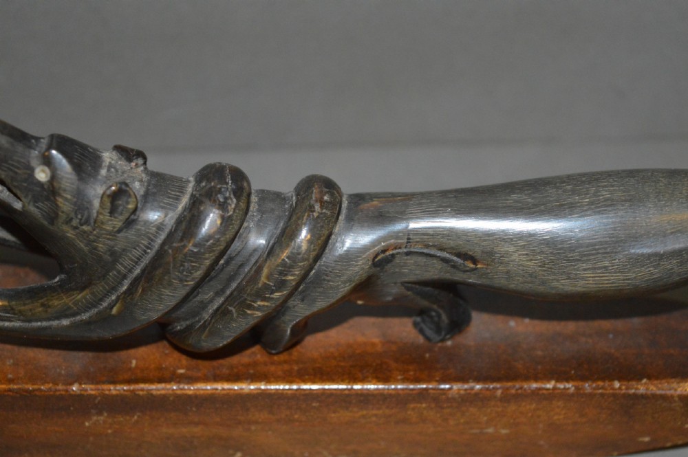 Indian Horn Statue Mongoose Fighting Cobra ,c1890 View VIII