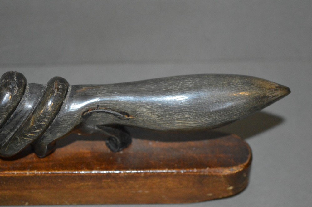 Indian Horn Statue Mongoose Fighting Cobra ,c1890 View IX