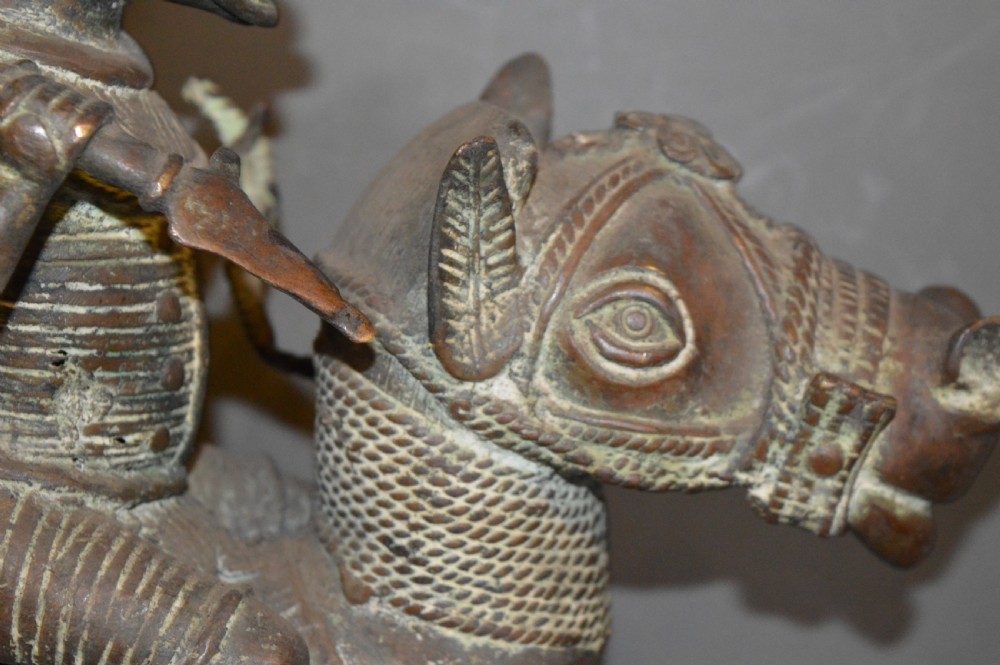 Large (7kg) African Benin Bronze Statue, c 1920 View II