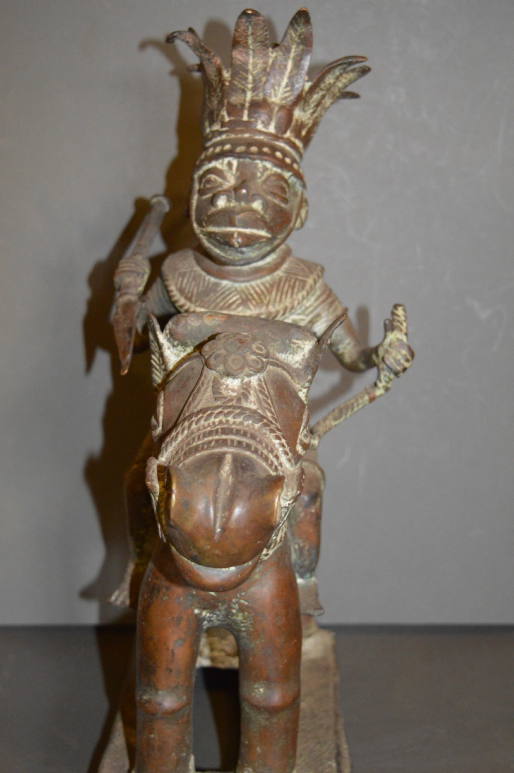 Large (7kg) African Benin Bronze Statue, c 1920 View IV