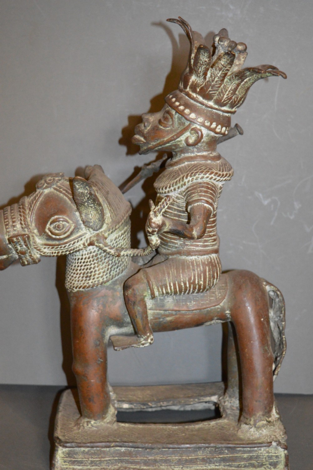Large (7kg) African Benin Bronze Statue, c 1920 View V