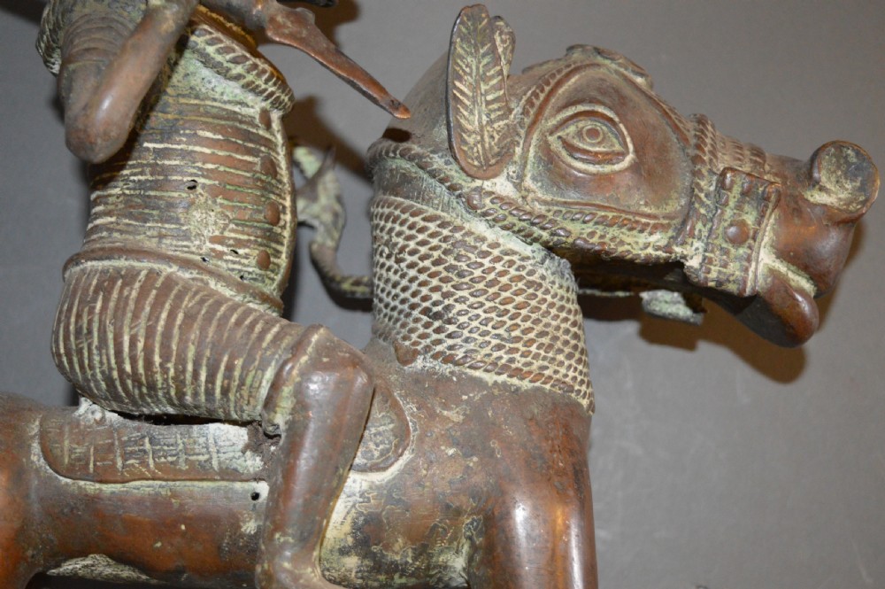 Large (7kg) African Benin Bronze Statue, c 1920 View VIII