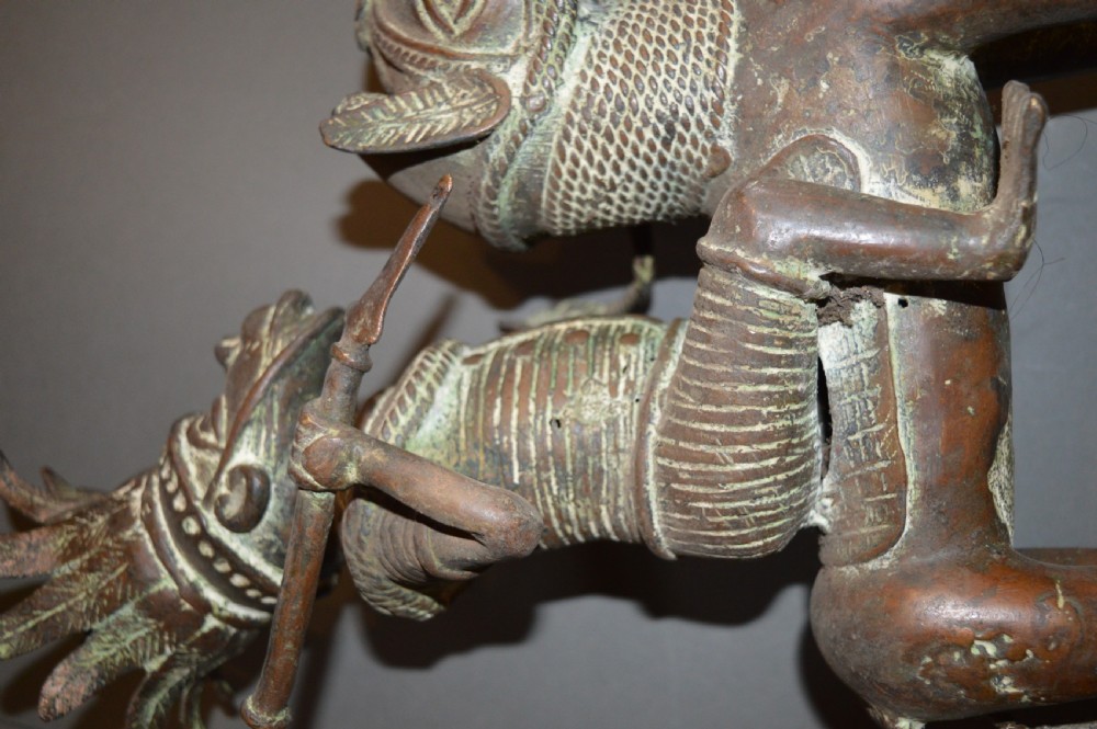 Large (7kg) African Benin Bronze Statue, c 1920 View IX