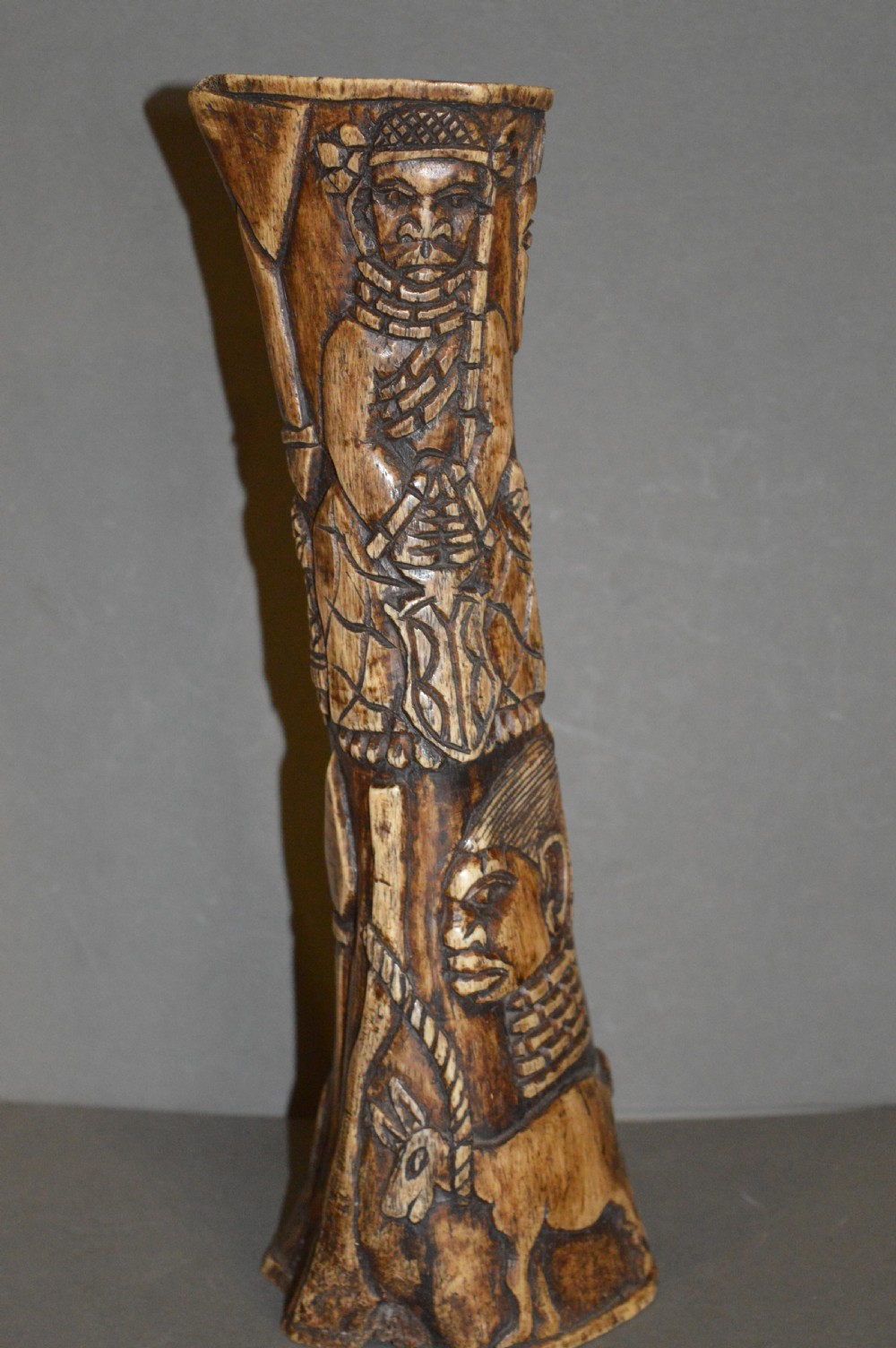 Large African Carved Water Buffalo Thigh Bone, c1910