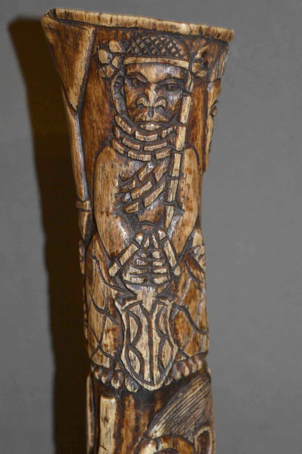 Large African Carved Water Buffalo Thigh Bone, c1910 View III
