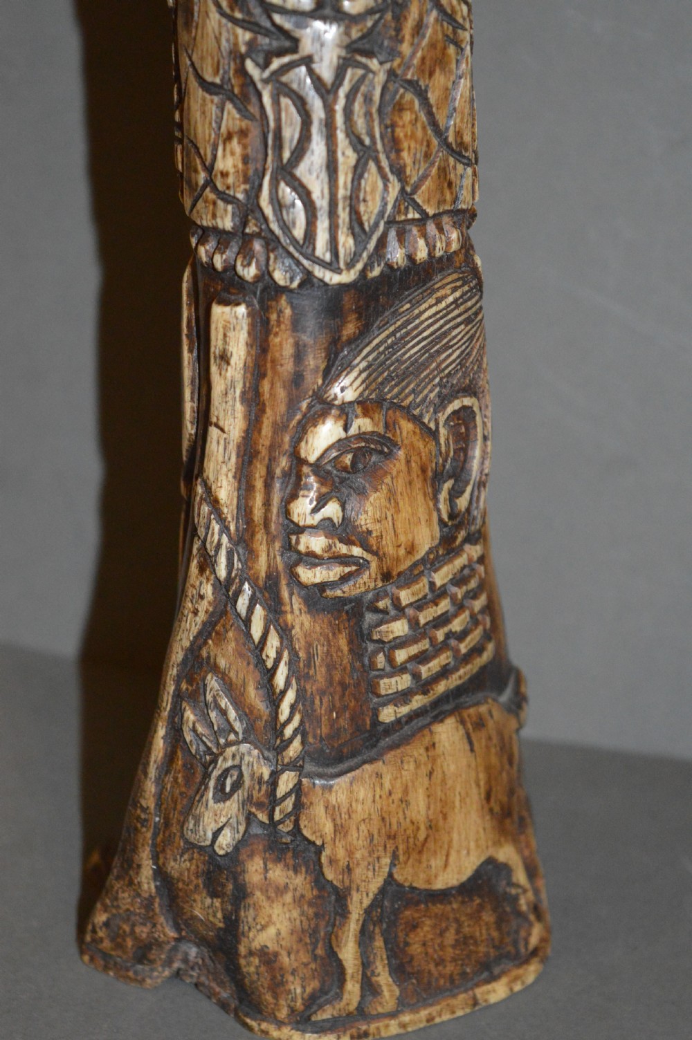Large African Carved Water Buffalo Thigh Bone, c1910 View IV