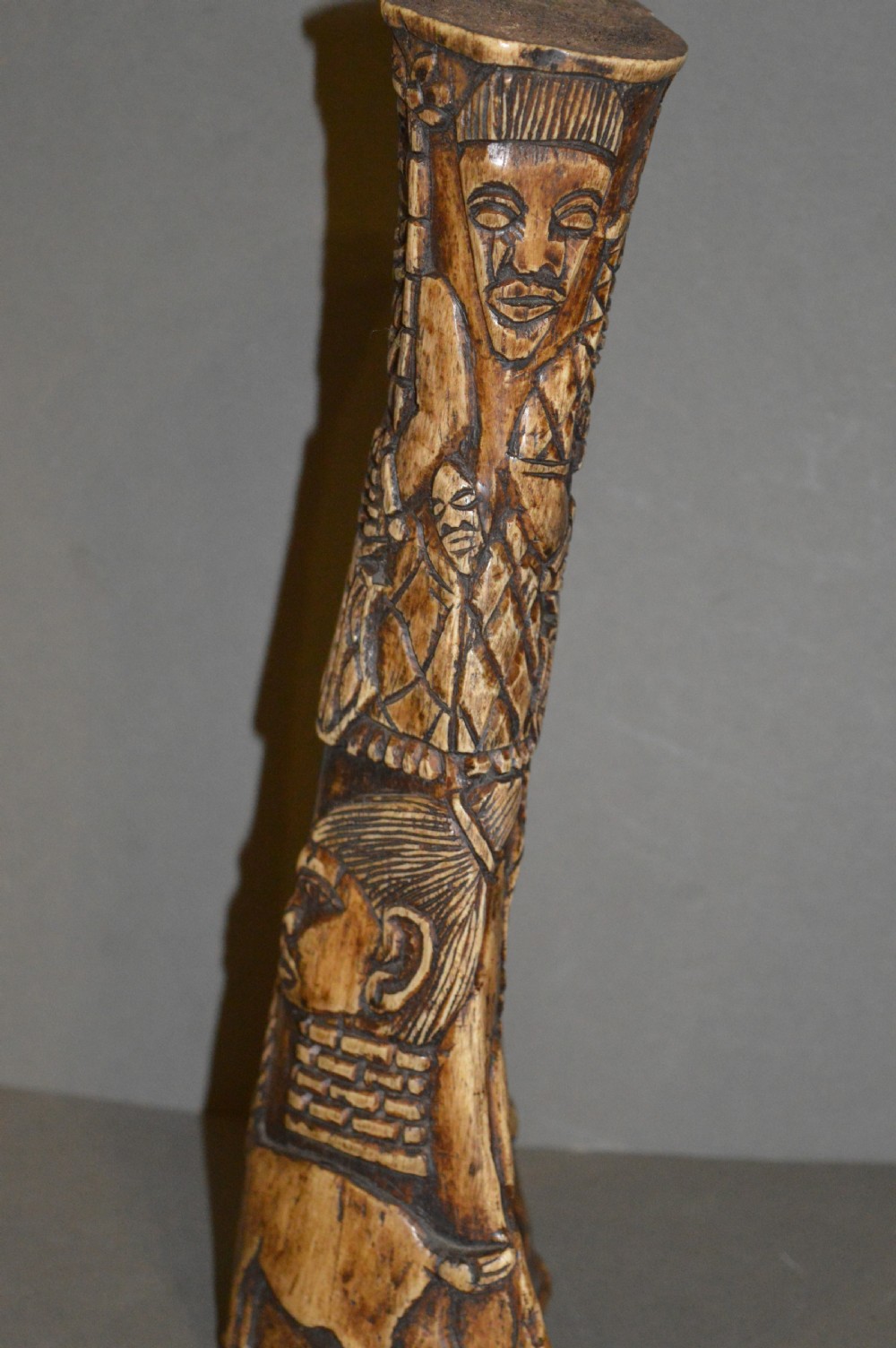 Large African Carved Water Buffalo Thigh Bone, c1910 View V