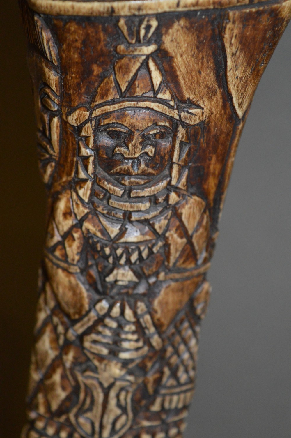 Large African Carved Water Buffalo Thigh Bone, c1910 View X