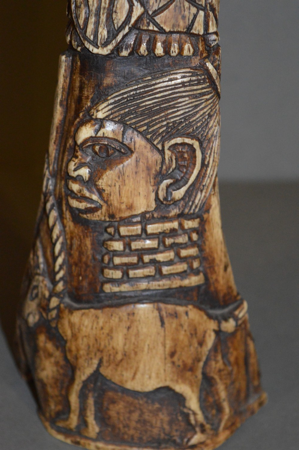 Large African Carved Water Buffalo Thigh Bone, c1910 View XII