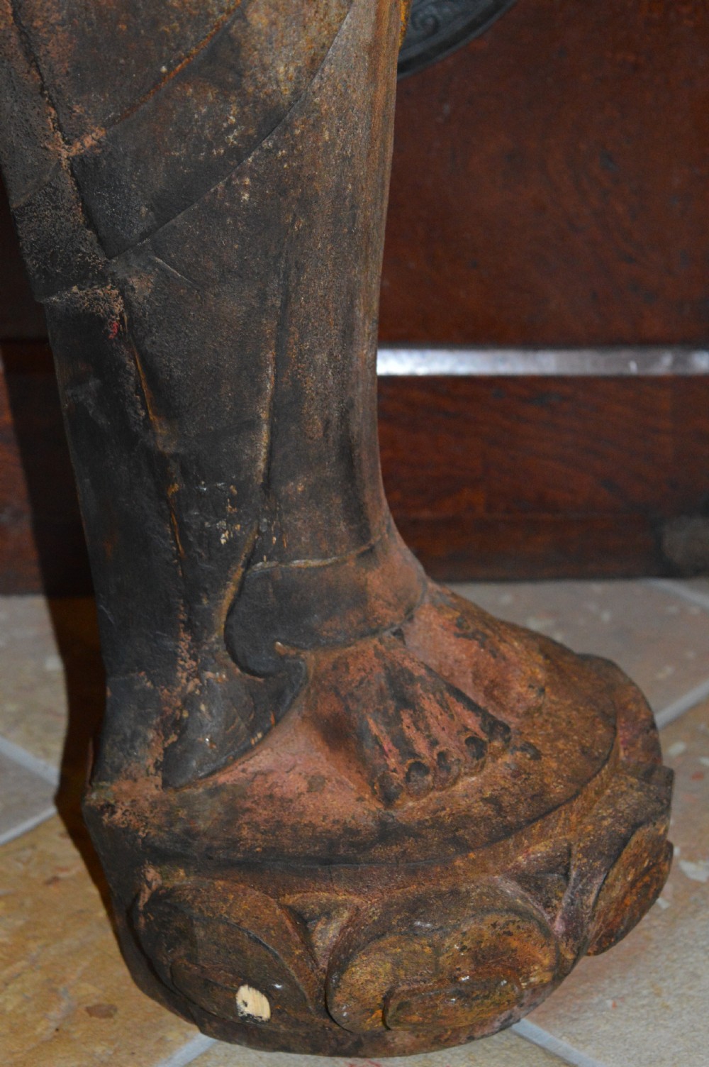 Large (90cm) Tibetan Carved Wood Buddha Statue, c1890 View VIII