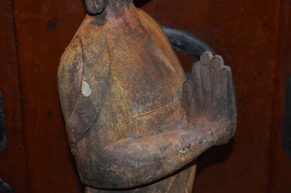 Large (90cm) Tibetan Carved Wood Buddha Statue, c1890 View IX
