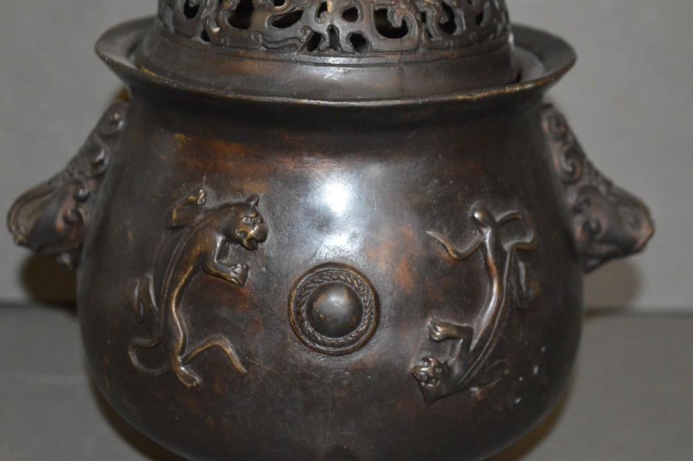 Chinese Qing Dynasty Bronze Censer, c1890 View III