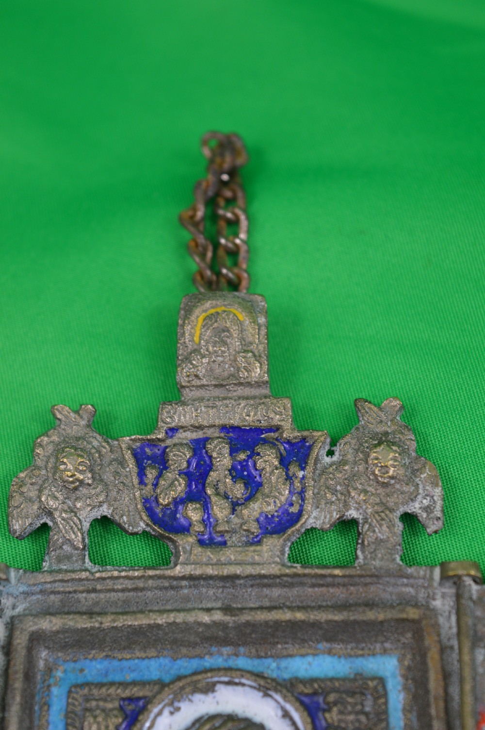 Russian Bronze / Enamel Triptych Icon, c1880 View V