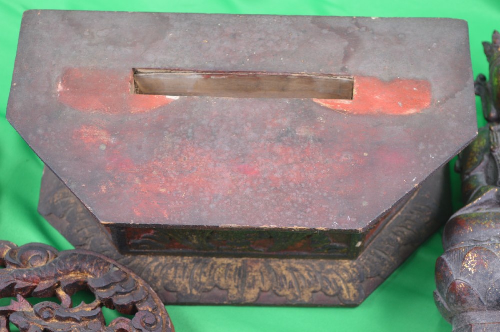 Chinese Bronze Buddha On Carved Altar,c1850 View XIV