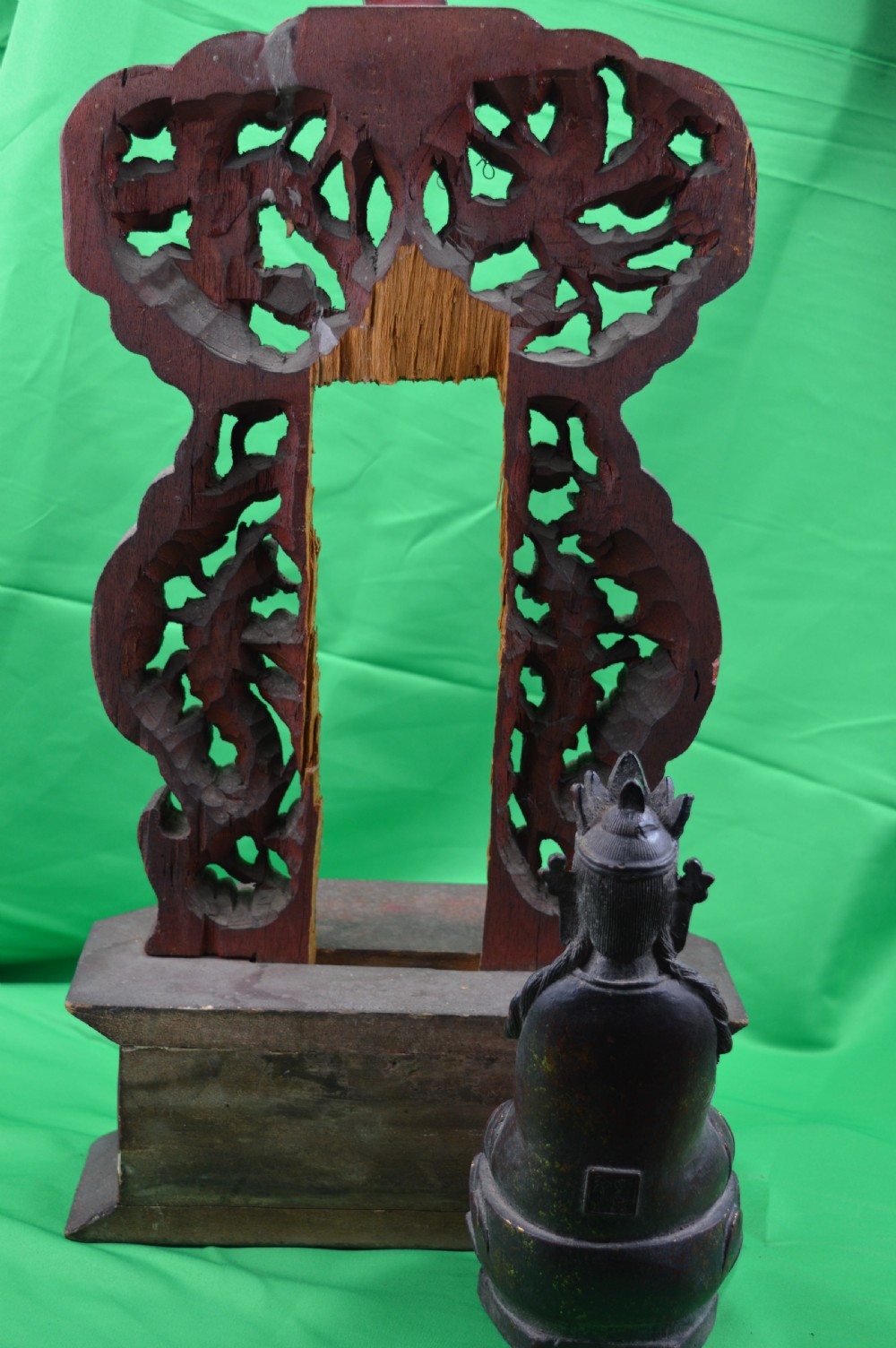Chinese Bronze Buddha On Carved Altar,c1850 View XVI