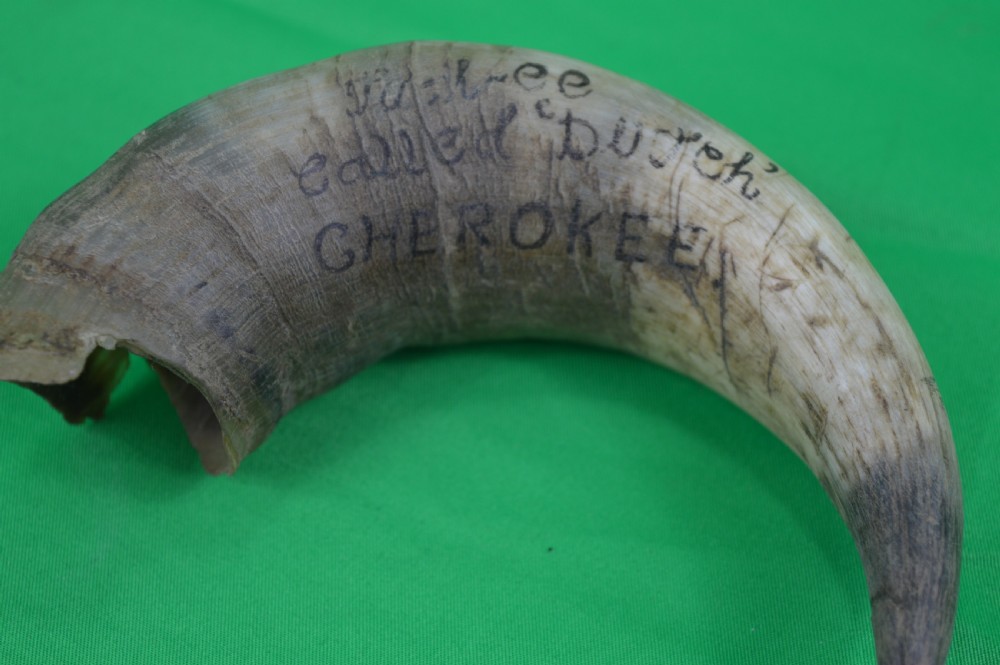 Horn Scrimshaw Native American Cherokee Interest, c1810